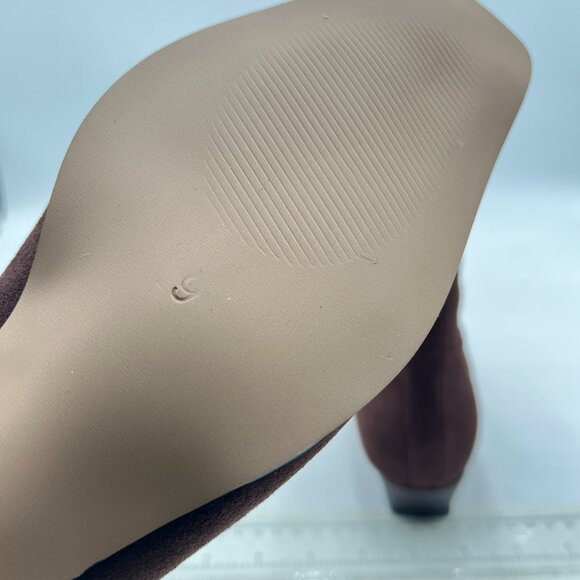 Brown Square Toe Low Chunky Heels Side Zipper Ankle Boots Formal Business Shoes - Picture 6 of 8